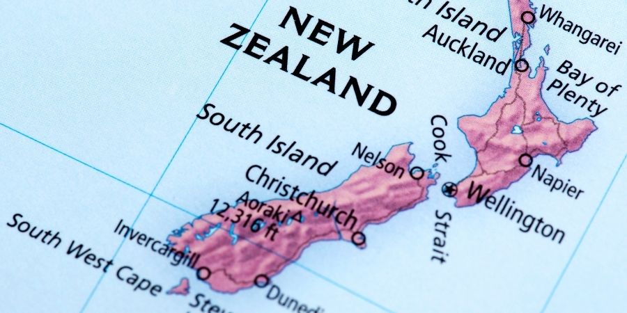 Mapa de las ciudades mas importantes de Nueva Zelanda