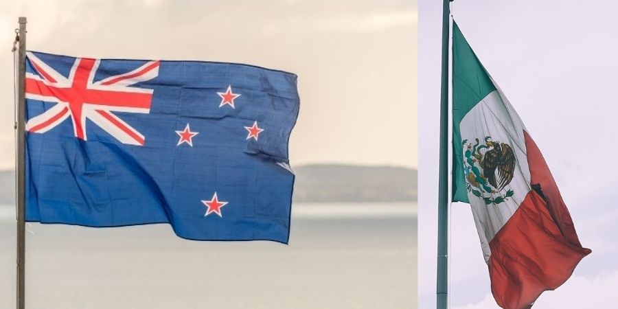 Banderas emigrar a Nueva Zelanda desde Mexico